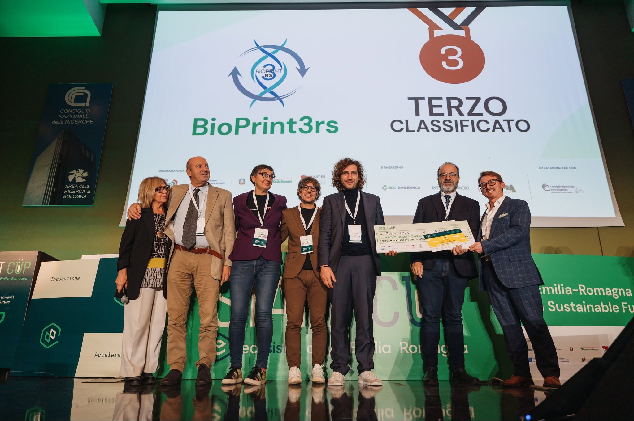 Premiazione di Bioprint3rs al terzo posto della Start Cup Ecosister 2024